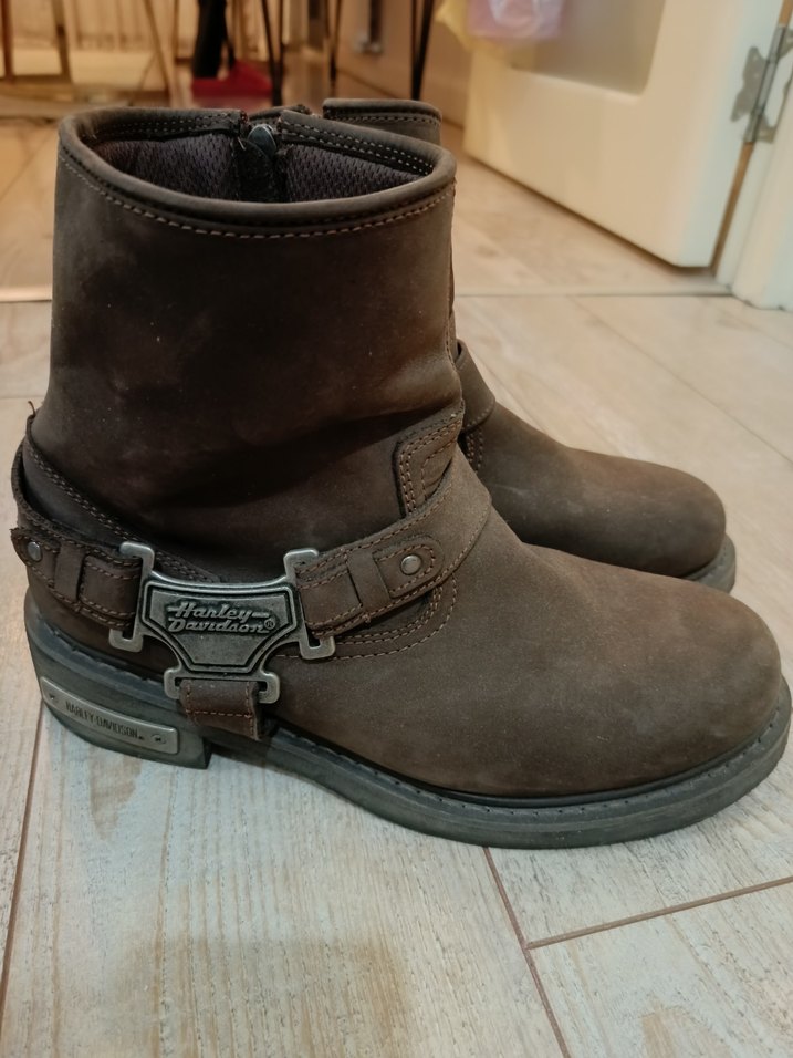 Harley Davidson Kahverengi Deri Biker Bot - Görsel 2