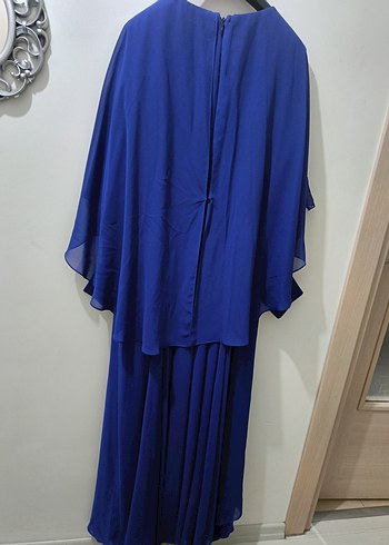 Drapeli Lacivert Uzun Abiye Elbise - Görsel 7