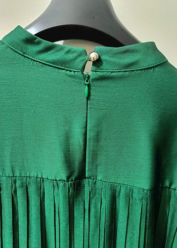 Kadın Yeşil Pilili Uzun Elbise - Görsel 8