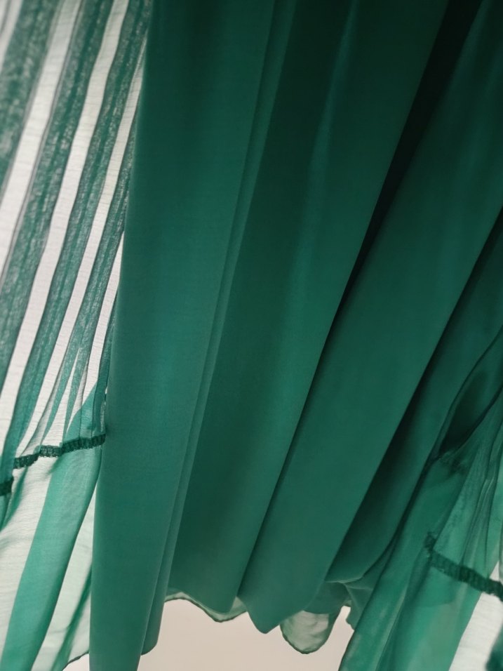 Kadın Yeşil Pilili Uzun Elbise - Görsel 3