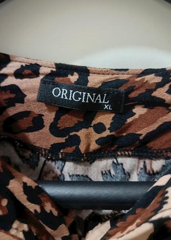 xl Beden Kahverengi Leopar Desenli Kadın Tunik