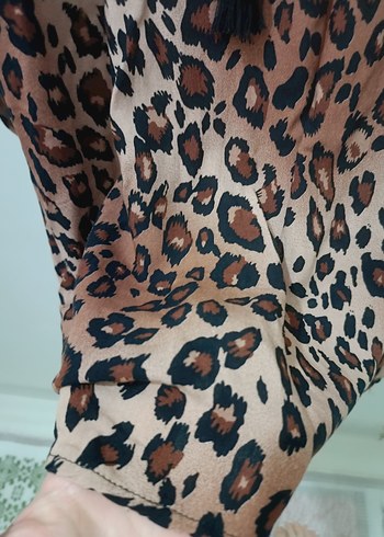 xl Beden kahverengi Renk Kahverengi Leopar Desenli Kadın Tunik