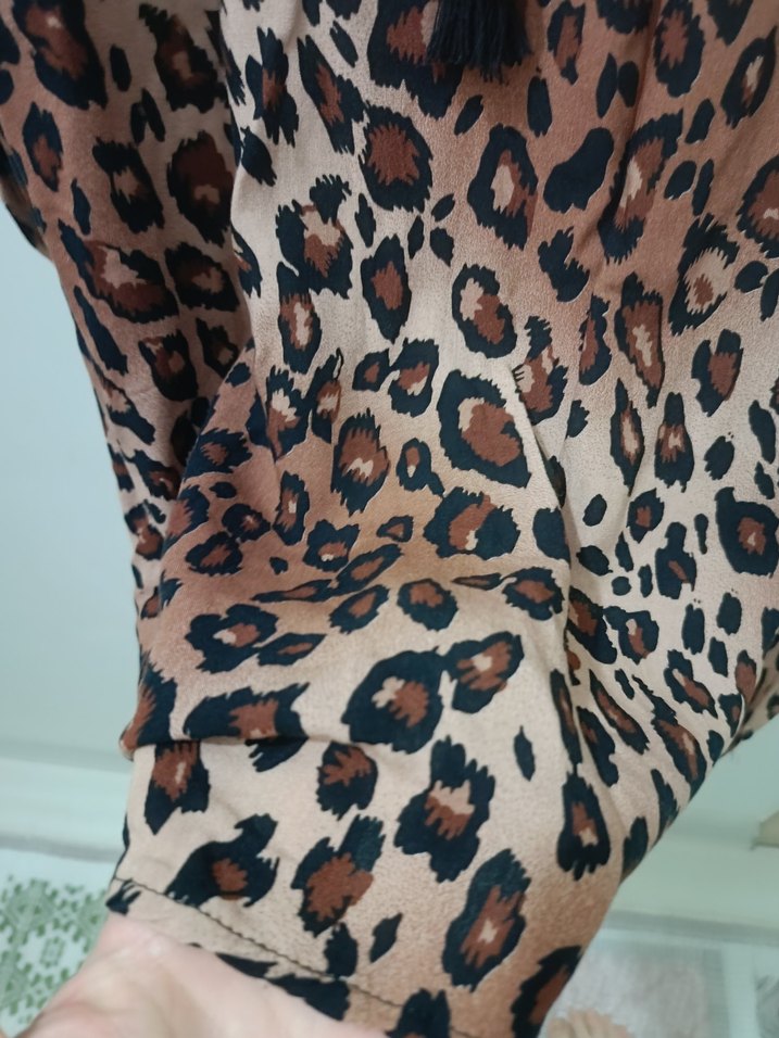 Kahverengi Leopar Desenli Kadın Tunik - Görsel 4