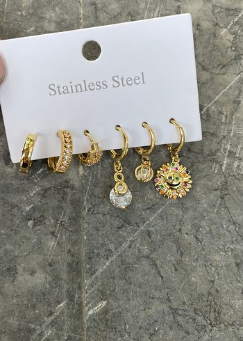 Diğer Altın Renkli Mini Etnik Tasarım Küpe Seti