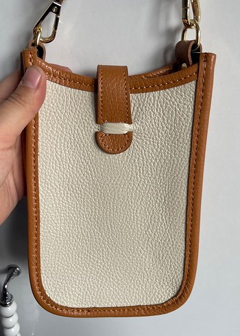 Bej Deri Kadın Çapraz Çanta - Görsel 3