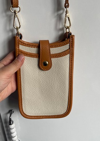 Bej Deri Kadın Çapraz Çanta - Görsel 2