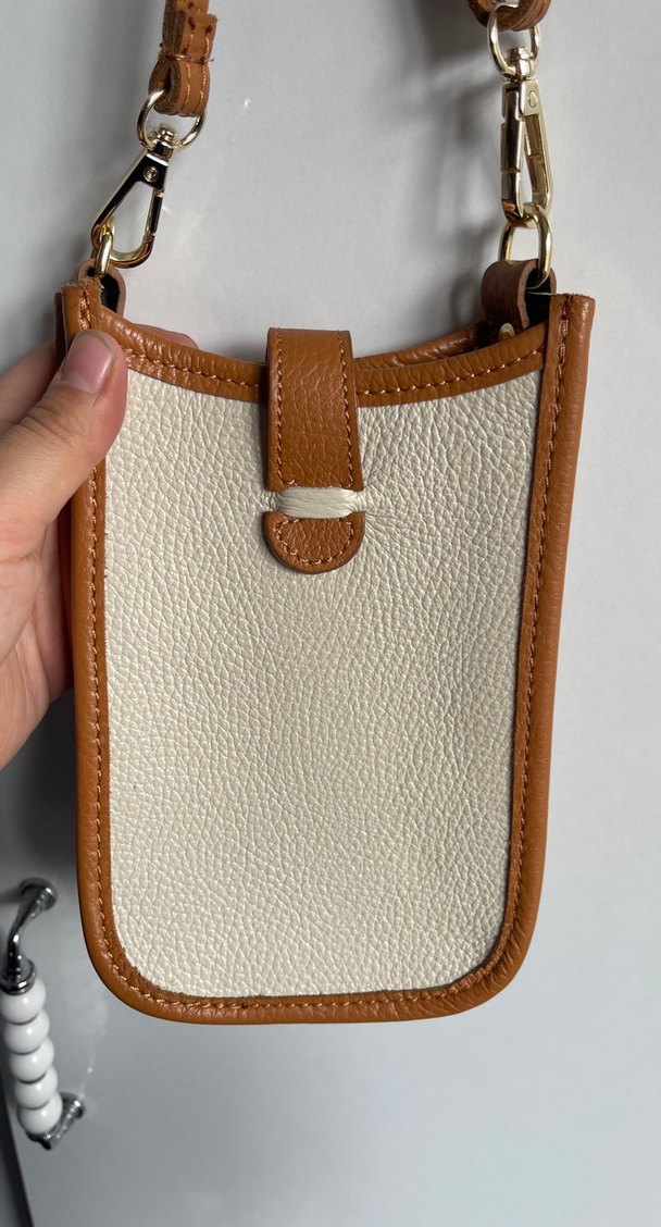 Bej Deri Kadın Çapraz Çanta - Görsel 3