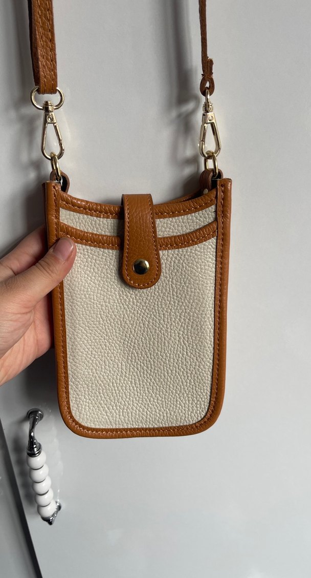 Bej Deri Kadın Çapraz Çanta - Görsel 2