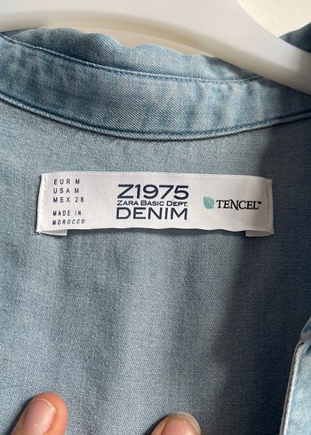 Düğmeli Mavi Denim Kadın Gömlek - Görsel 3