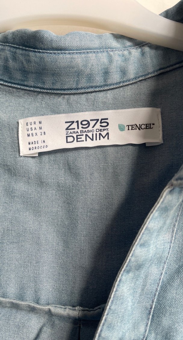 Düğmeli Mavi Denim Kadın Gömlek - Görsel 2