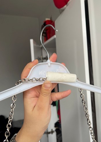 Kırmızı Deri Zincir Detaylı Kadın Çanta - Görsel 5