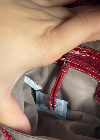 Kırmızı Deri Zincir Detaylı Kadın Çanta - Görsel 4