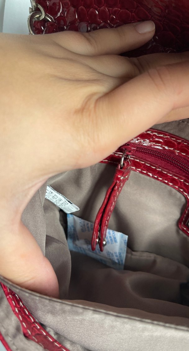 Kırmızı Deri Zincir Detaylı Kadın Çanta - Görsel 4