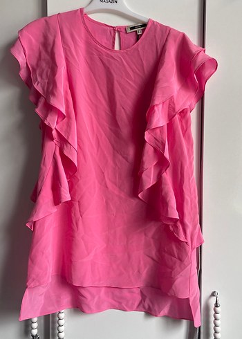 Pembe Fırfırlı Mini Kadın Bluz - Görsel 5