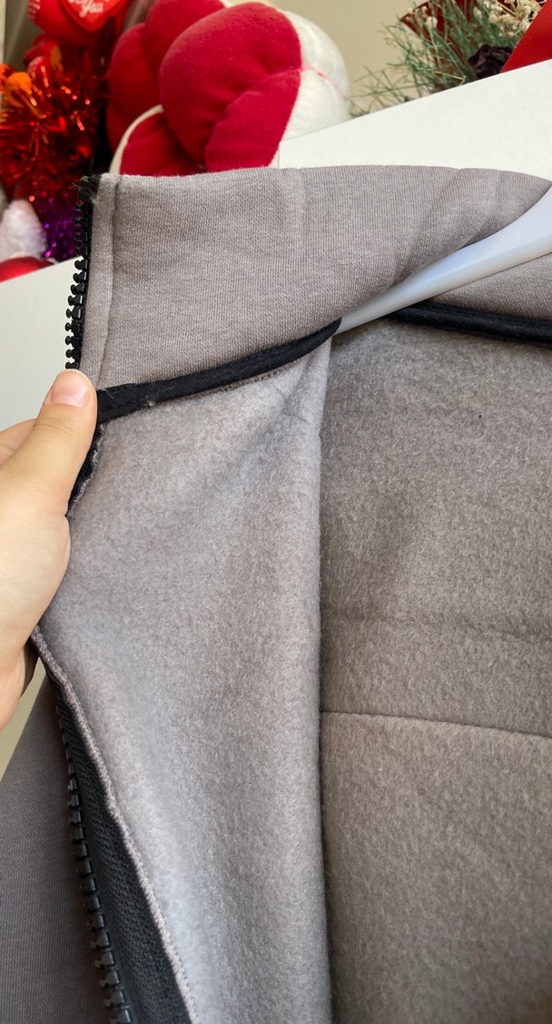 Gri Kapüşonlu Uzun Fermuarlı Kadın Kaban - Görsel 4