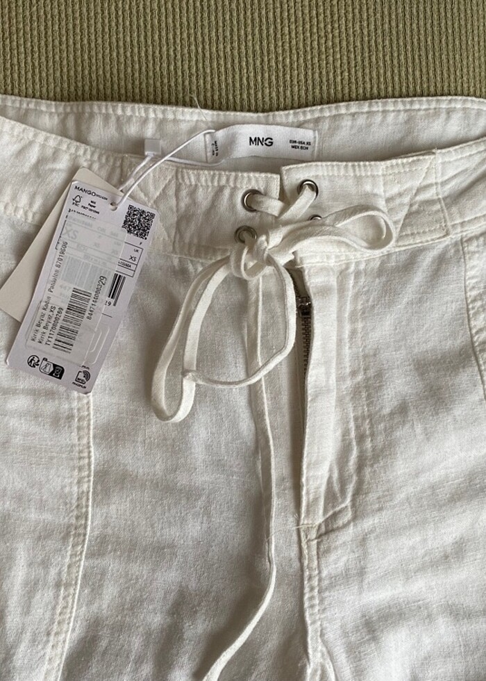 Etiketli Mango Keten Pantolon - Görsel 3