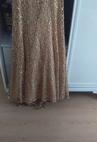 Abiye Gold pul payet abiye elbise