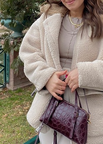 xs Beden ten rengi Renk Mango Bej Peluş Kadın Ceket