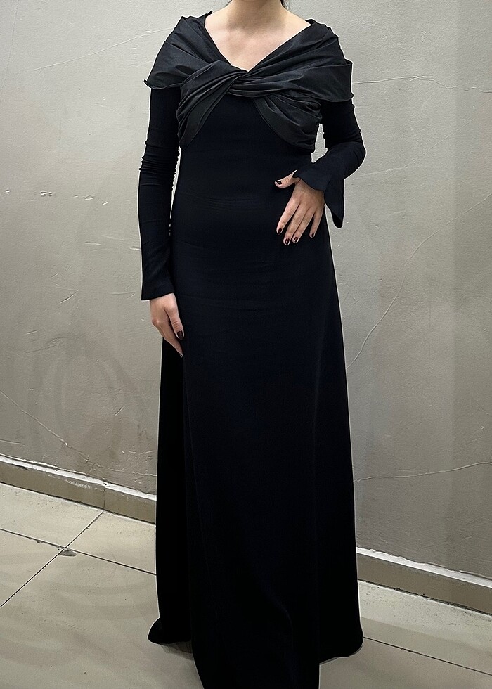 nocturne açık omuzlu uzun elbise - Görsel 2