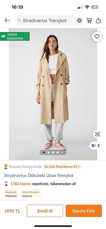 Stradivarius dökümlü trençkot
