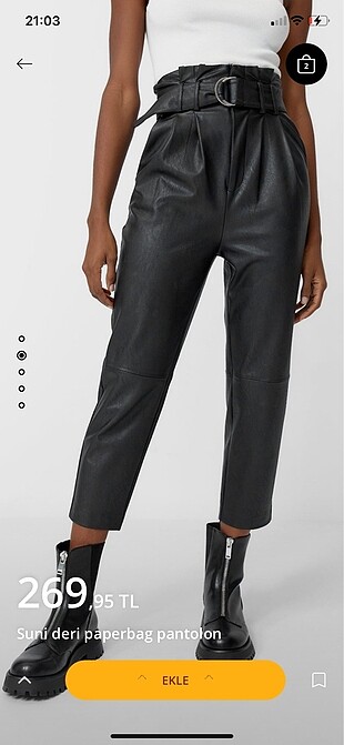 Stradivarius siyah deri pantolon