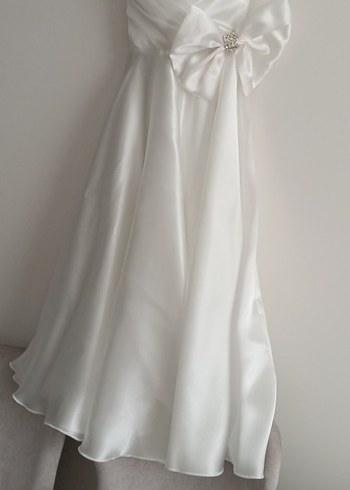Parlak Beyaz Straplez A Kesim Nikah elbisesi - Görsel 6
