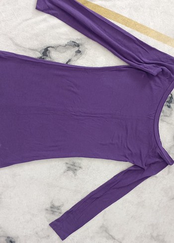 Uzun Kollu Mor Kadın Bluz - Görsel 3