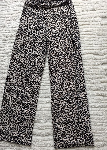 Kadın Geniş Kesim Uzun Leopar Desenli Pantolon - Görsel 4