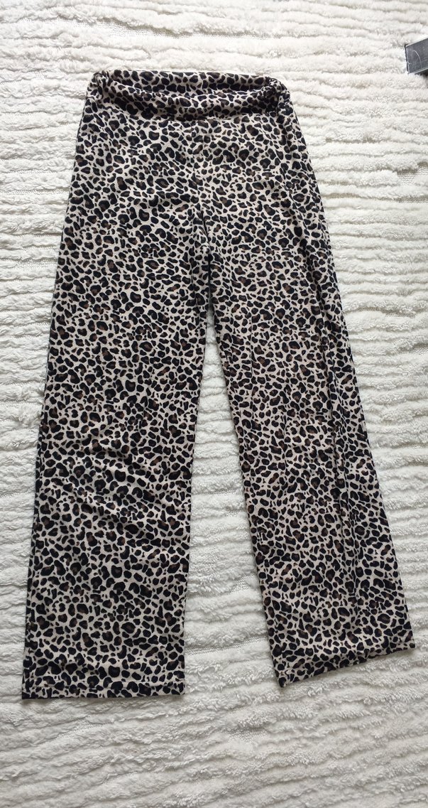 Kadın Geniş Kesim Uzun Leopar Desenli Pantolon - Görsel 2