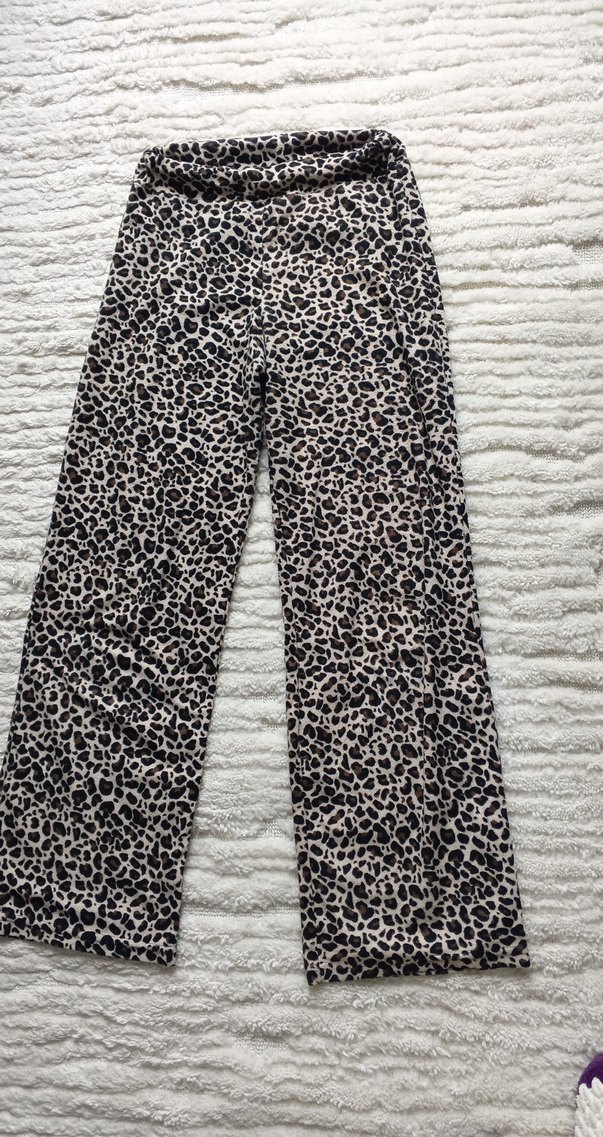 Kadın Geniş Kesim Uzun Leopar Desenli Pantolon - Görsel 4