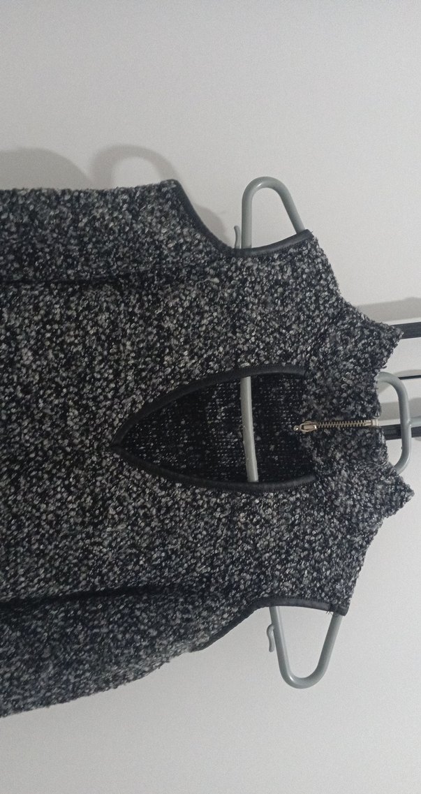 Gri Uzun Kollu V Yaka Triko Elbise - Görsel 2