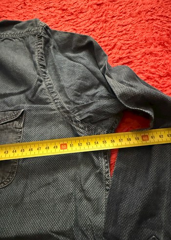 l Beden gri Renk Gri Denim Erkek Gömlek, Düğmeli, Salaş