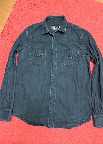 Diesel Siyah Denim Erkek Gömlek, Regular Fit, Uzun Kollu