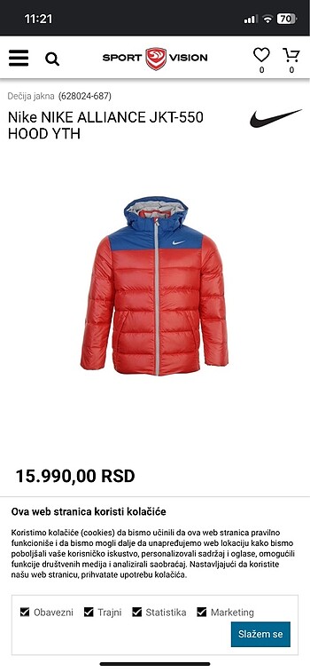 Nike çocuk montu