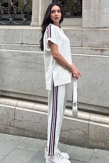 Zara şeritli pantolon