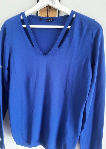 Zara marka Mavi V Yaka Uzun Kollu Kadın triko - Görsel 2