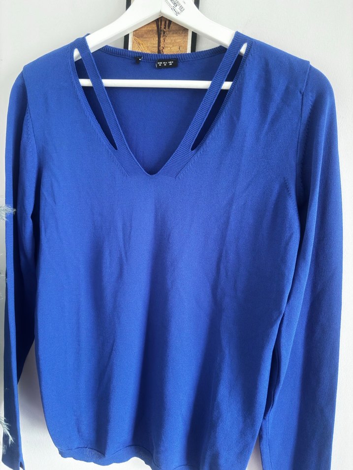 Zara marka Mavi V Yaka Uzun Kollu Kadın triko - Görsel 2