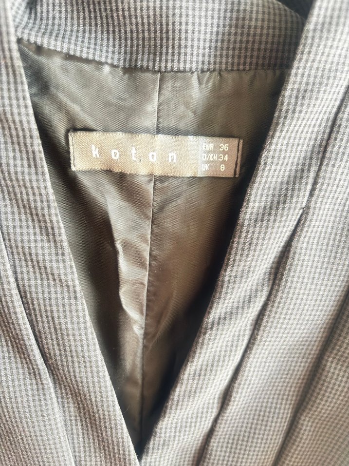 Koton marka antrasit v yaka ofis elbisesi - Görsel 2