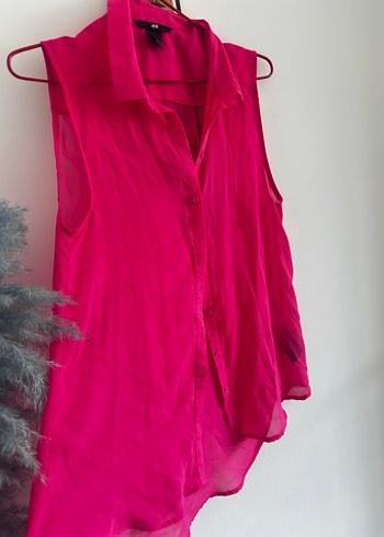 H&M 36 beden Pembe Düğmeli Kolsuz Kadın Gömlek - Görsel 4