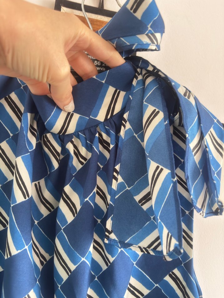 Mango Mavi Drapeli Halter şal Yaka Kadın Bluz - Görsel 2