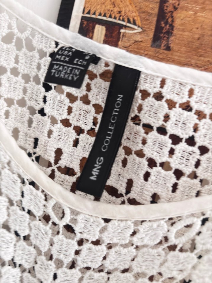 Mango Dantel -güpür Detaylı Beyaz Kadın Bluz - Görsel 4