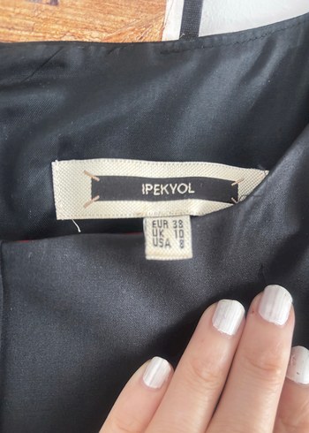 Siyah koyu antrasit İpekyol  Kolsuz Ofis Elbisesi - Görsel 2