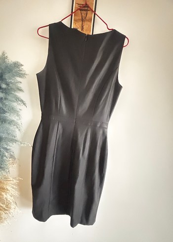 Siyah koyu antrasit İpekyol  Kolsuz Ofis Elbisesi - Görsel 5