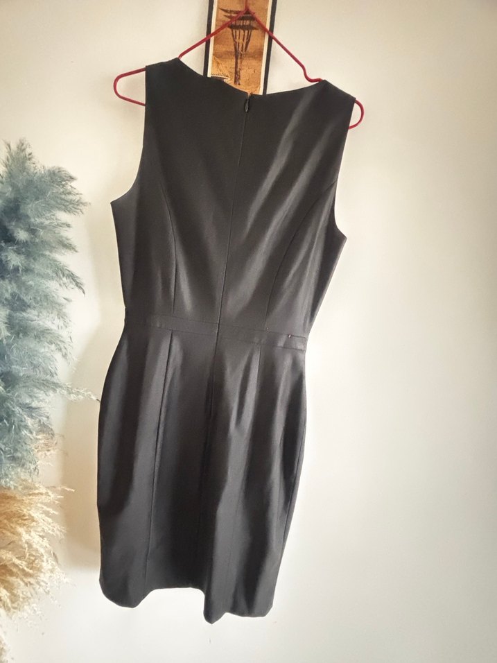 Siyah koyu antrasit İpekyol  Kolsuz Ofis Elbisesi - Görsel 5