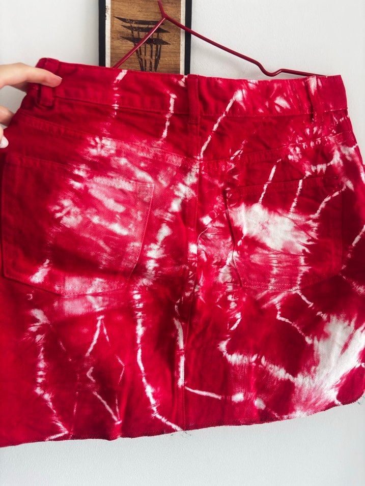 Kırmızı Batik kot Etek - Görsel 3