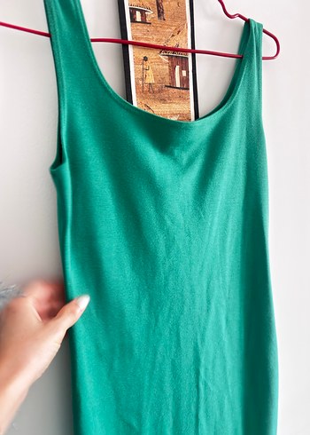 Yeşil midi strech Elbise - Görsel 3