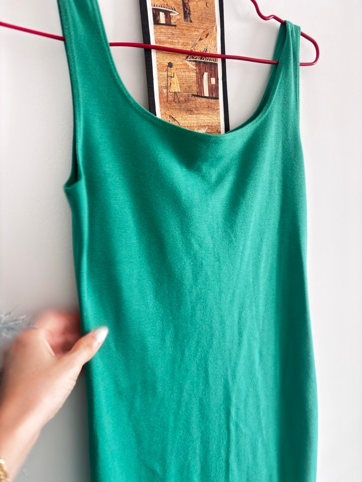 Yeşil midi strech Elbise - Görsel 3