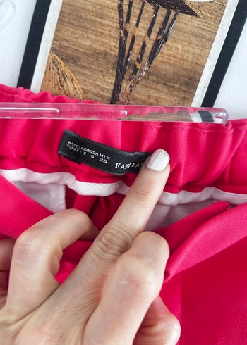 Pembe Midi havuç model Kumaş Kadın Pantolon - Görsel 2