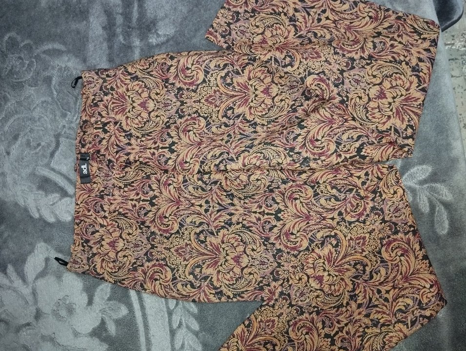 Bordo Desenli Bohem Kadın Kumaş Pantolon - Görsel 2