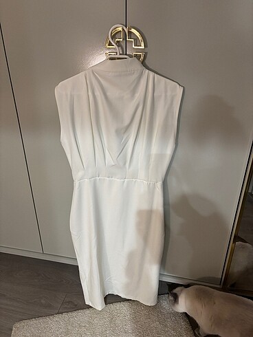 Dik yaka midi elbise - Görsel 5